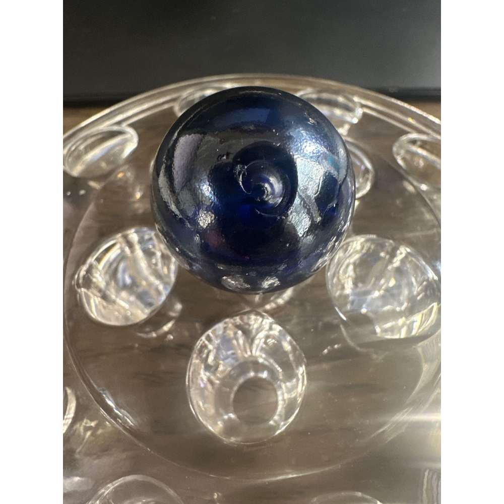 Antique German Handmade Solid Dark Blue Marble c. 1890-19101" Diameter